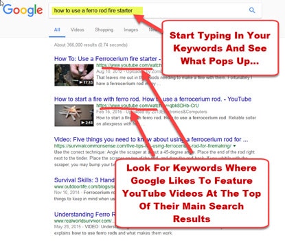 start your YouTube keyword research on google